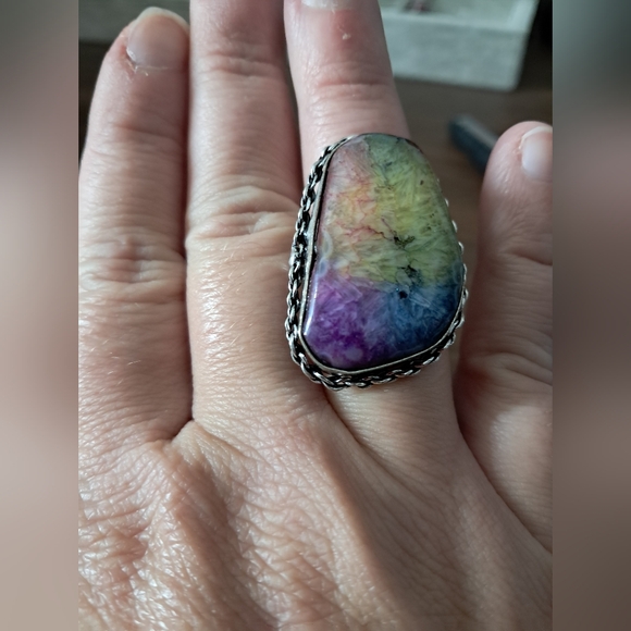 Rainbow Quartz Druzy Ring Size 7.5 - Picture 7 of 16